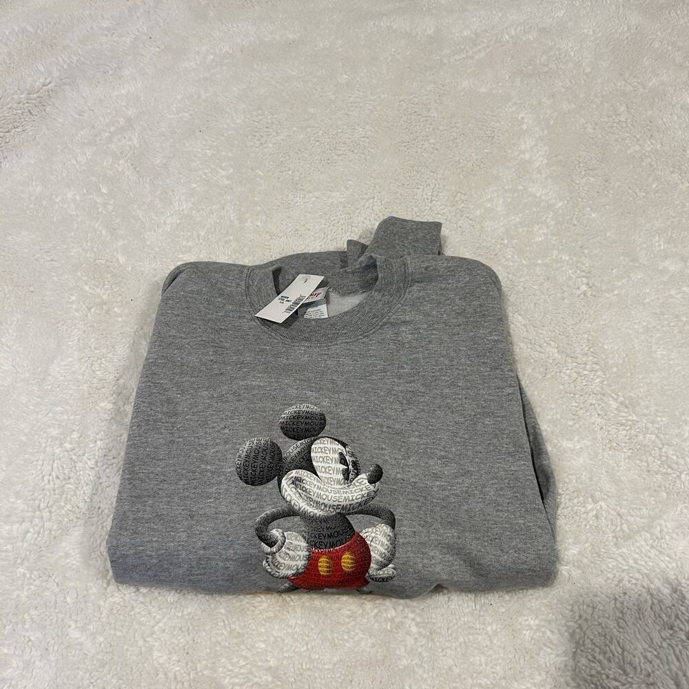 Disney Sweater Unisex‎ Sz M Pullover Mickey Mouse Grey Crew Neck